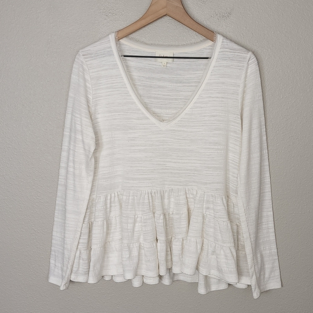 Deletta from Anthropologie Thea Frill Peplum Ruffle Top